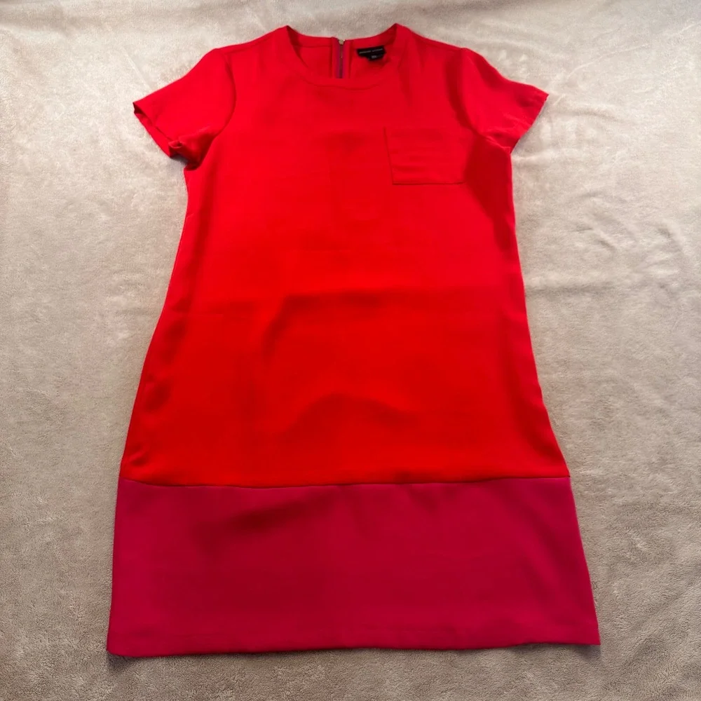 Boss Babe Colorblock Shift Dress Red Pink Wedding Party Career Minimalist‎ SZ 8